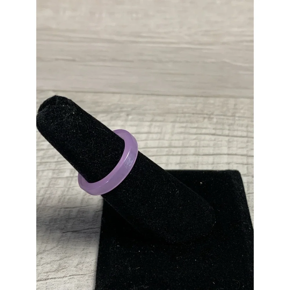 Colorful Acrylic Ring - Transparent Resin Band Round Ring Purple